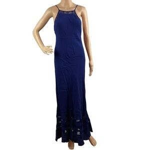 Lovers + Friends Sheer Bliss Maxi Dress Size S Navy Blue